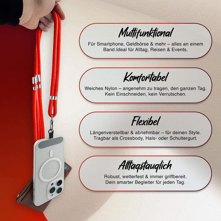 Actual product image Nalia HoldMe Lanyard Handykette – Universal Trageband für Smartphones - Verstellbar, Soft & Elastisch