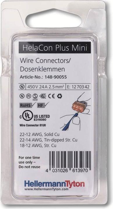 Actual product image HellermannTyton Hellermann HCPM-3-Blister-PC-CL/OG 18 HelaCon Plus Mini 148-90055