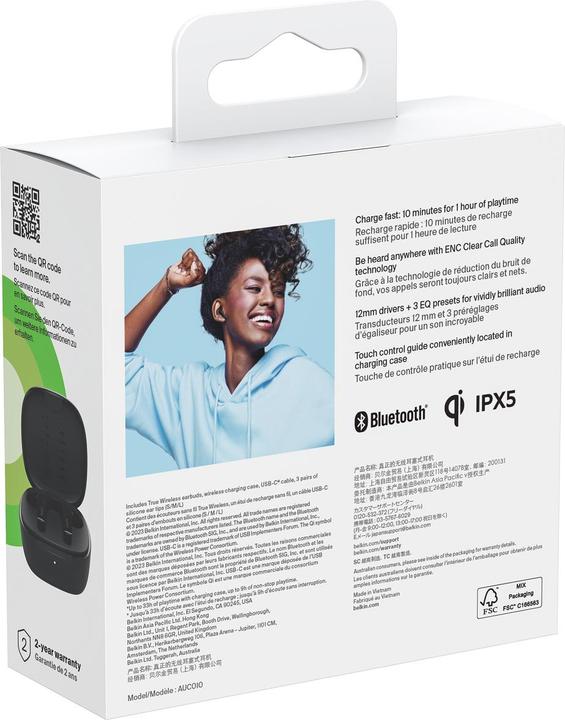 Actual product image Belkin SOUNDFORM Motion True Wireless Earbuds (ANC, 9 h, Cable)