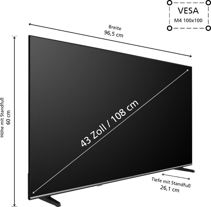 Actual product image JVC TV 43 inch Smart TV VIDAA LT-43VDF5455 Full HD TV, HDR TV with triple tuner (43", LED, Full HD, 2025)