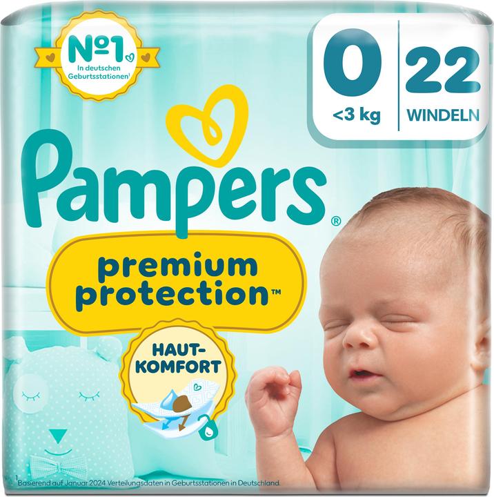 Pampers Premium Protection (Gr. 0, Tragepack, 22 Stück)