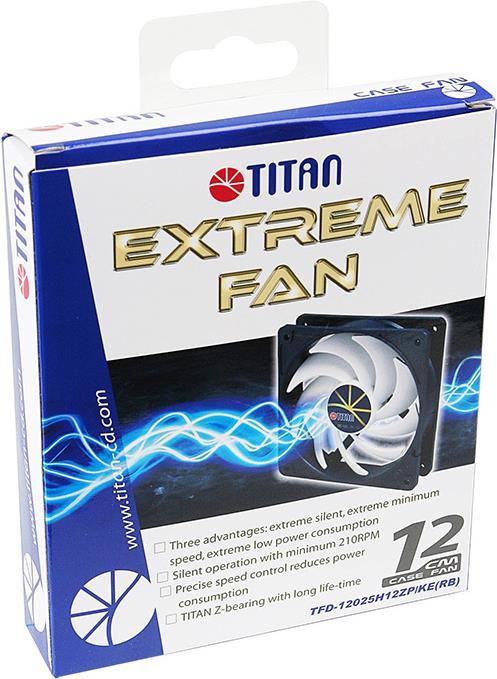 Image du produit Titan TFD-12025H12ZP/KE(RB) Ventilateur 120x120x25mm, Extreme Silent Fan, avec PWM, silencieux (120 mm)