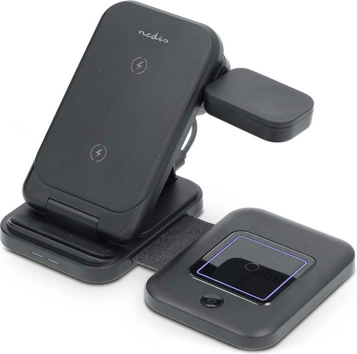 Nedis Wireless charger | 3 in 1 | 15 W | LED display in use | incl. cable | USB-A / USB-C™ | (15 W)