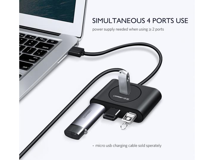 Produktbild Ugreen 4-Port USB Hub mit 4x USB 3.0 Anschlüssen (USB-A, 4 Ports)