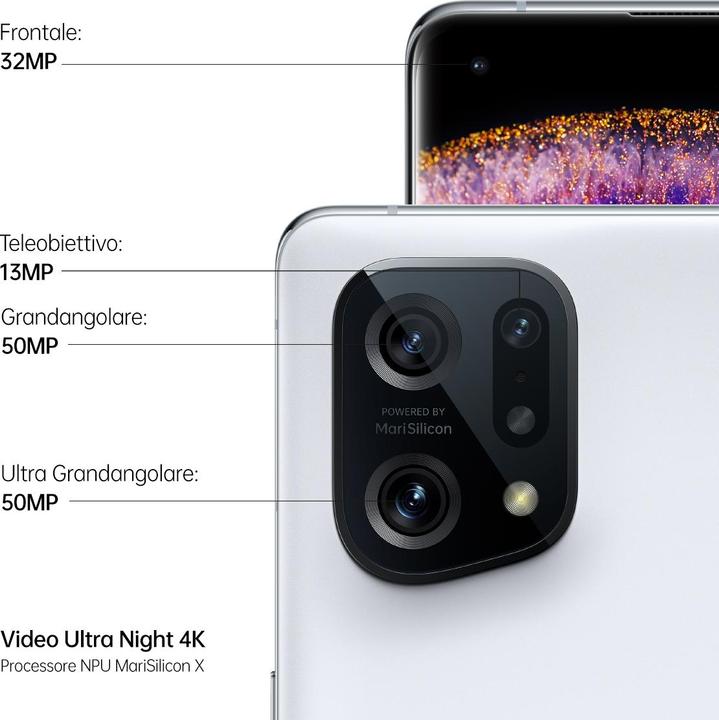 Produktbild OPPO Find X5 (256 GB, White, 6.55", SIM + eSIM, 50 Mpx, 5G)