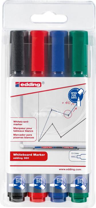 Edding Marcatori per lavagne bianche 360 (Multicolore, 3 mm, 4 x)