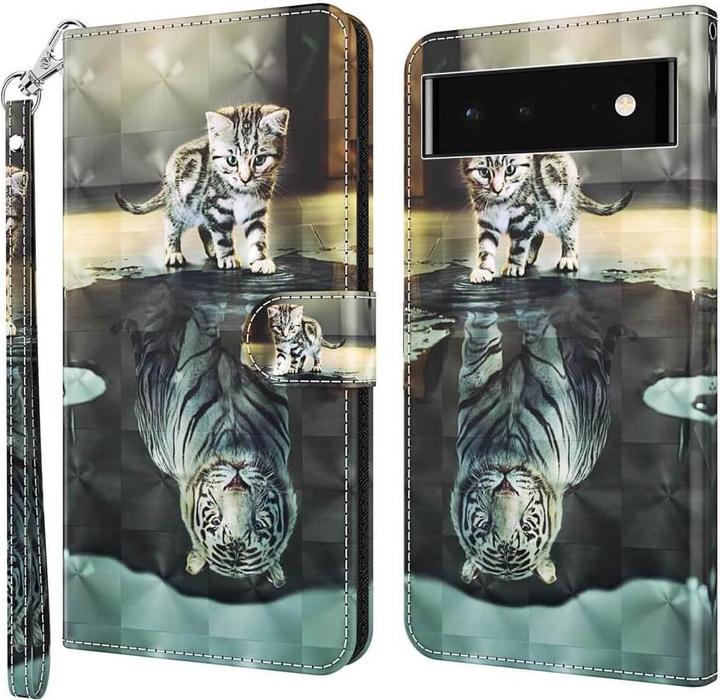 Cover-Discount Google Pixel 7 - Etui Glanz Effekt Katze (Google Pixel 7)