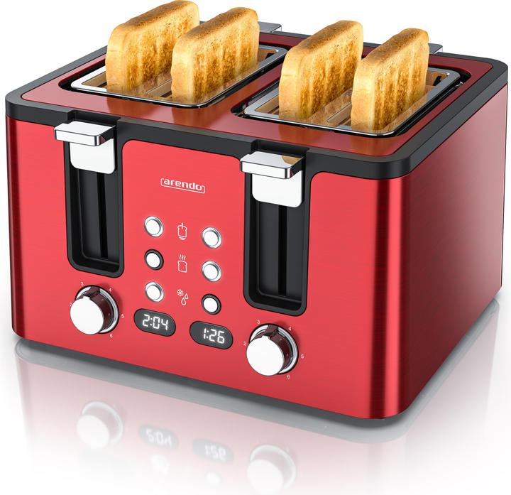 Produktbild Arendo Toaster 4 Scheiben Kurzschlitz, Wärmeisolierendes Doppelwandgehäuse, Edelstahl, Automatik, 1750 W (EU-Stecker)