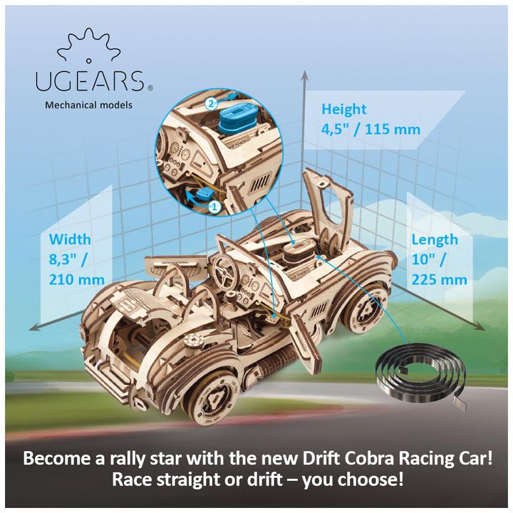 Actual product image Ugears Cobra Drift race car