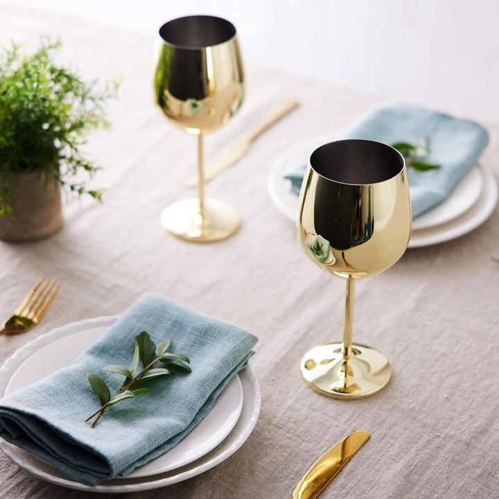 Produktbild Oak & Steel Edelstahl Weingläser Gold 2er-Set (50 cl, 2 Gläser, Weingläser Set)