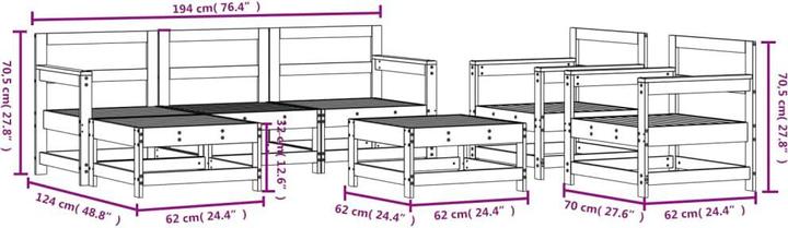 Image du produit VidaXL 7-tlg. Garten-Lounge-Set Weiss Massivholz Kiefer,Farbe