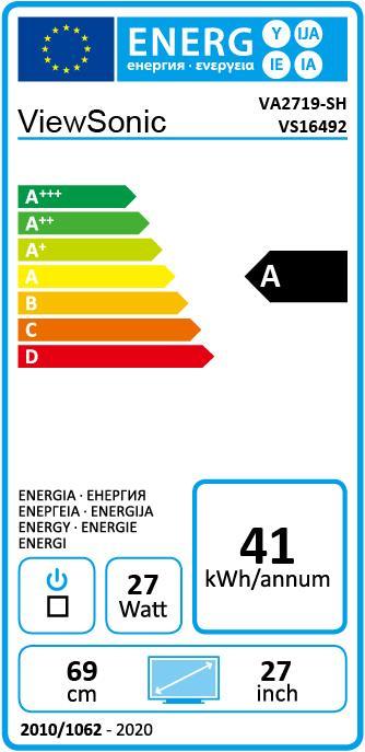 Energy Label Viewsonic Va2719-Sh (1920 x 1080 pixels, 27")