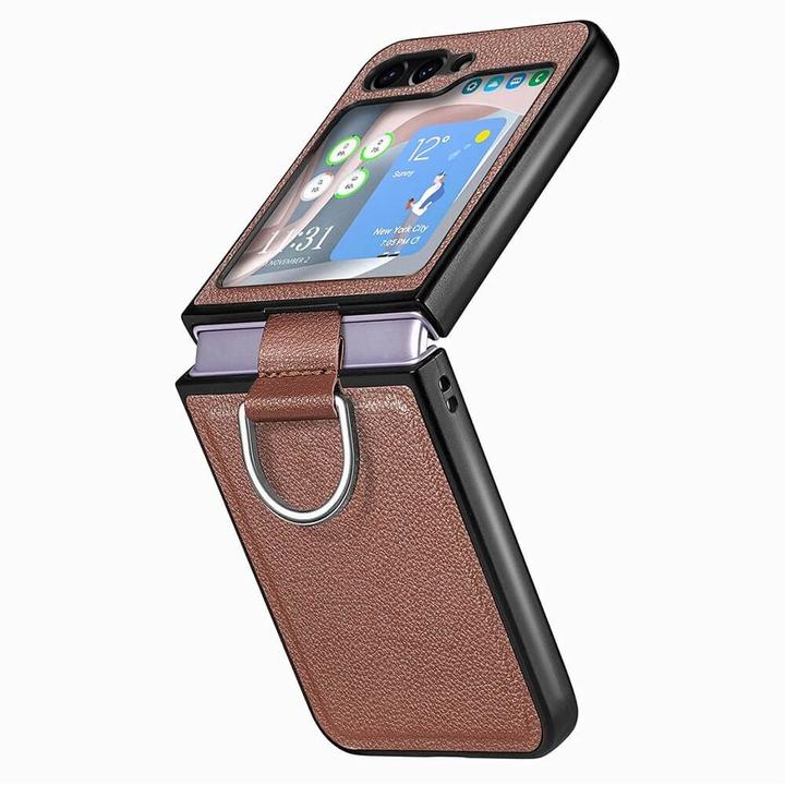 Produktbild Cover-Discount Galaxy Z Flip5 - Hybrid Hülle mit Ringhalter braun (Samsung Galaxy Z Flip5)