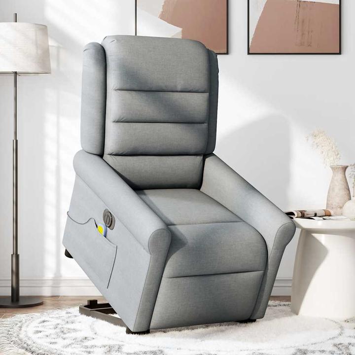 Actual product image VidaXL Electric massage chair with stand-up aid Light grey fabric
