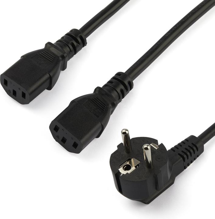 StarTech 2m C13 power cable - Schuko CEE7 to 2x C13 - Y power cable - C13 cold device cable (2 m)