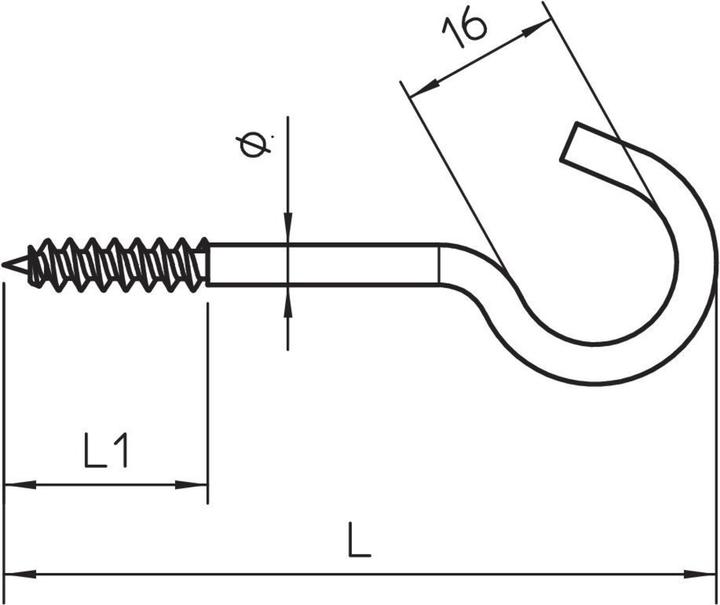 Actual product image OBO Bettermann 915 3.9x100 G Ceiling hook w.wood screw thread 3,9x100mm 345010 (100 Screws per piece)