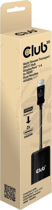 Actual product image Club 3D Club3D Multi Streaming Transport Hub 1xDP->2xHDMI (Micro USB, 20 cm)