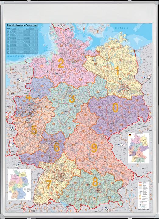 Franken Tableau de cartes NPA Allemagne épinglable (98 x 140 cm)