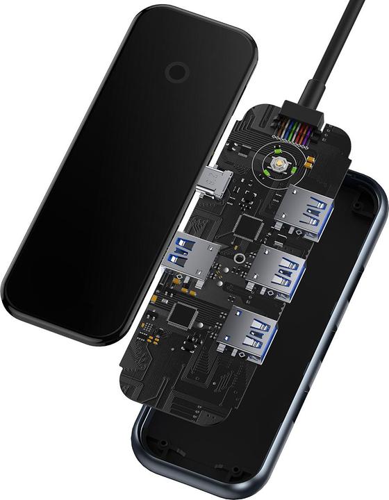 Actual product image Baseus AcmeJoy 4-Port Type-C HUB AdapterType-C to USB3.0*4Dark Grey (USB-C, 4 Ports)