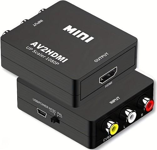 PhoneLook Mini adaptateur Cinch RCA AV vers HDMI 1080P Convertisseur pour TV / PC / console de jeux (Accessoire)