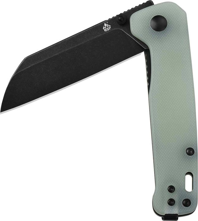Actual product image QSP Knives Penguin D2 Black-SW G10 Jade (7.80 cm)