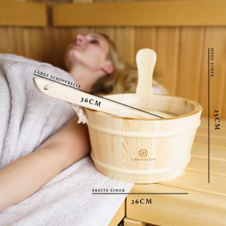 Actual product image Liebenstein Sauna bucket with trowel, sauna accessories set