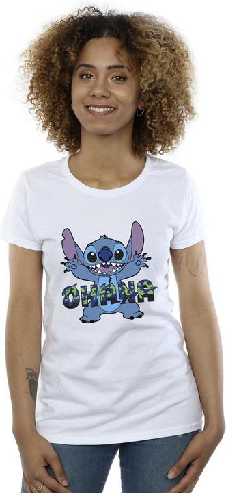 Actual product image Disney Womens/Ladies Lilo And Stitch Ohana Blue Glitch Cotton T-Shirt (L)