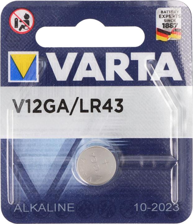 Varta V12GA, LR43, 186, 84, LR1142 Knopfzelle (1 Stk., LR43, 80 mAh)