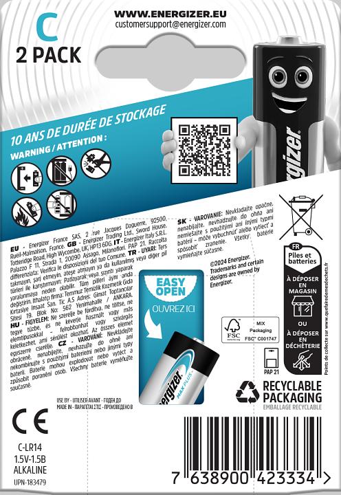 Actual product image Energizer Max Plus Alkaline (2 pcs., C, 8000 mAh)