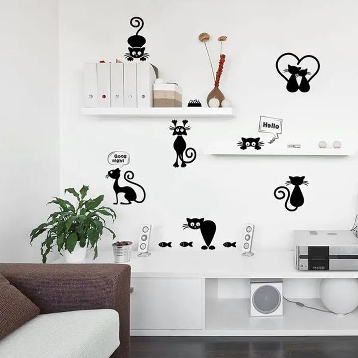 Image du produit Cbx Beau dessin animé chat autocollant mural