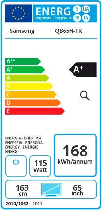 Energy Label Samsung Qb65h-Tr (3840 x 2160 Pixels, 65")