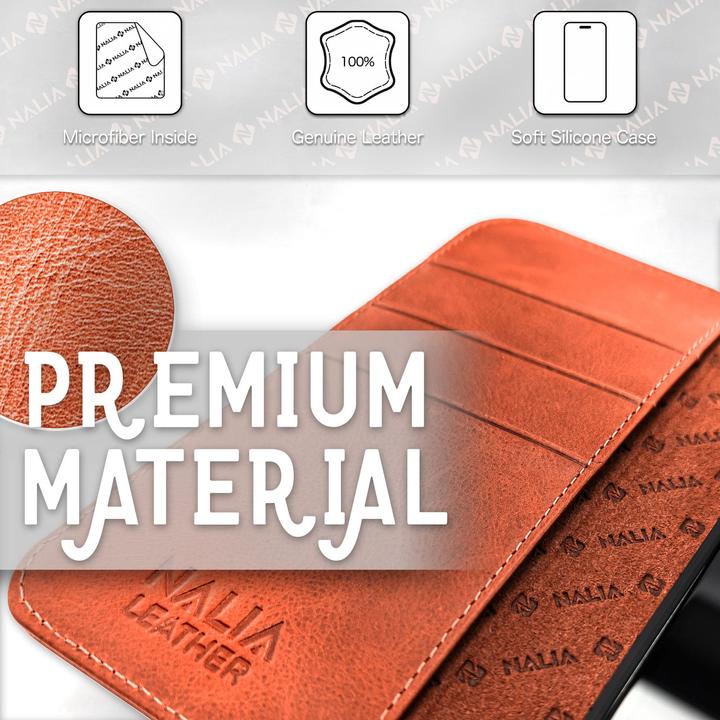 Actual product image Nalia Genuine Leather Flip Case Cover with Magnetic Closure (Samsung Galaxy S23+)