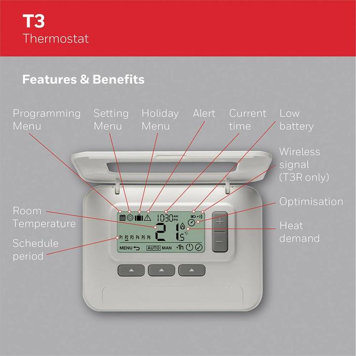Immagine prodotto Honeywell Termostato ambiente T3 7 giorni stat, programmabile, cablato