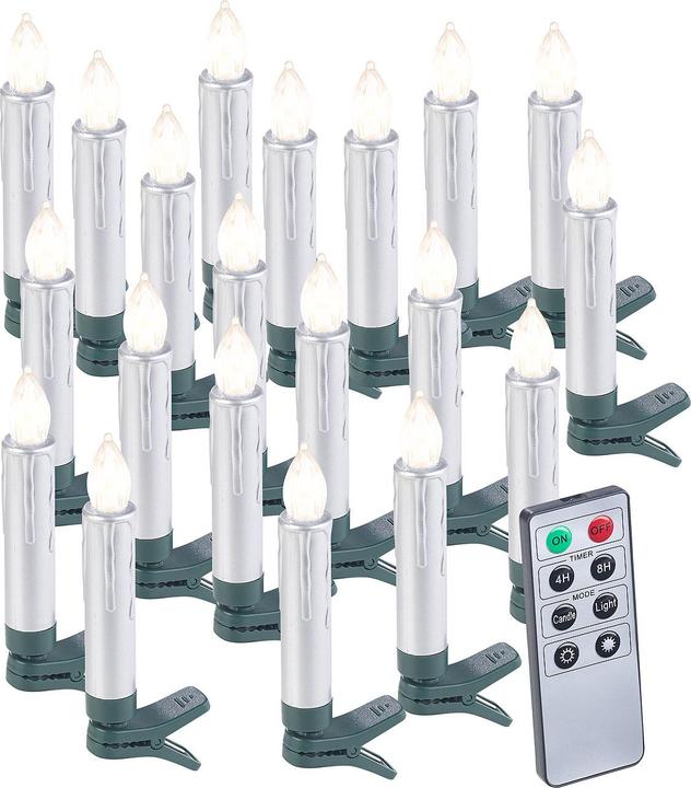 Image du produit Lunartec Lot de 20 bougies LED pour sapin de Noël avec télécommande et minuterie (20 x)