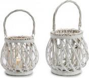 Giftdecor white cylindrical candle holder with handle 22cm a