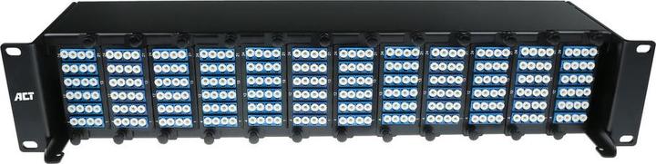 Actual product image Fiber panel High Density 2U for 12 MTP"-MPO cassettes / keystone adapterplates
