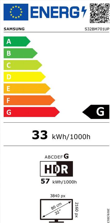 Energie-Label Samsung Smart Monitor M7 (3840 x 2160 Pixel, 32")