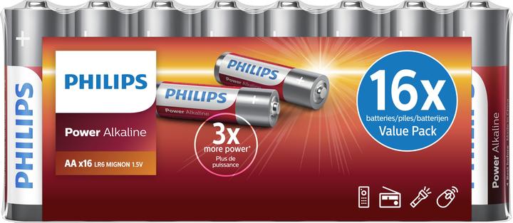 Produktbild Philips Batterie Batterie Power Alkaline AA 16 Stück (16 Stk., AA)
