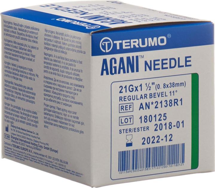 Actual product image Terumo Agani Disposable Cannula 21G 0.8x38mm green (100 pcs)