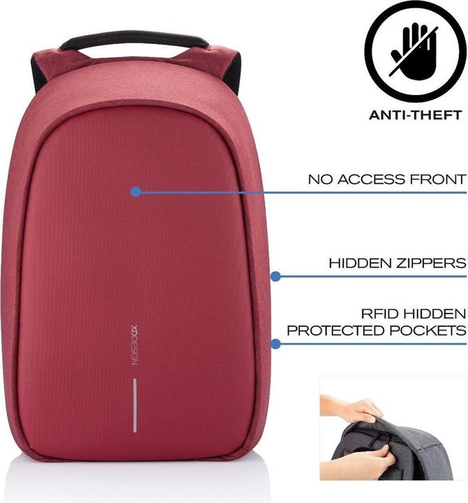 Produktbild XD Design Anti-Diebstahl-Rucksack Bobby Hero Small (Rot) (11.50 l)