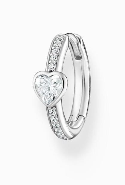 Produktbild Thomas Sabo Einzel Creole mit Herz und Weisse Steine Silber (925er Silber)