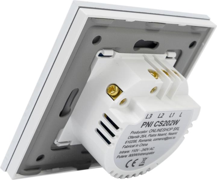Produktbild PNI Leiterkopfschalter und Doppelkreuzkopfschalter mit Glasberührung CS202W, weiss mit LED-Anzeige, 8