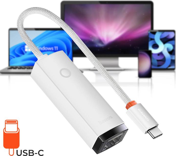 Produktbild Baseus Lite Series USB-C to RJ45 network adapter (white) (USB-C)