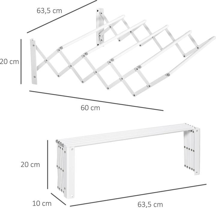 Produktbild Homcom Wäscheständer mit Wandmontage und zusammenklappbar