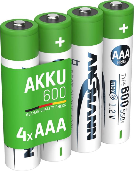Immagine prodotto Ansmann Batteria NiMH Micro AAA tipo 600 (min. 550 mAh) maxE (4 pz., AAA, 550 mAh)