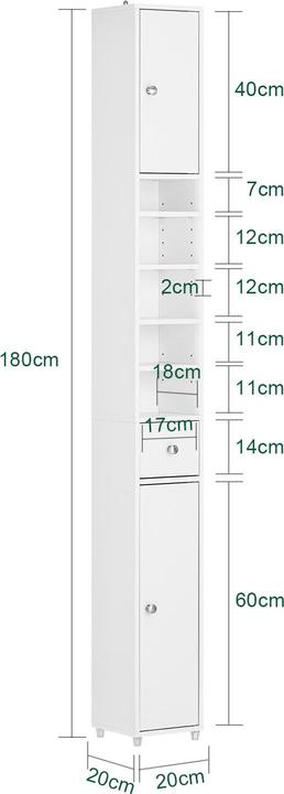 Valori nutrizionali e ingredienti SoBuy Colonna bagno (20 x 20 x 180 cm)