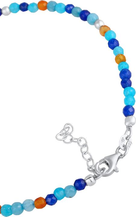 Produktbild Elli Fussschmuck Achat Kugeln Blau Bunt 925 Silber (Edelstahl, 925er Sterling Silber, Achat, 22 cm)