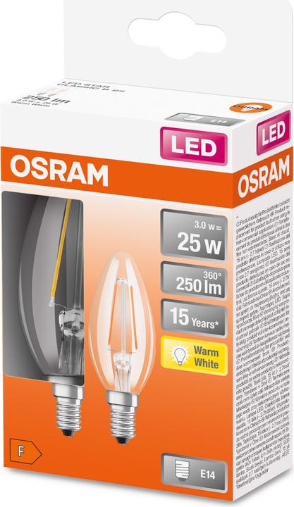 Actual product image Osram Led Retrofit Classic B (E14, 2.50 W, 250 lm, 2 x, F)