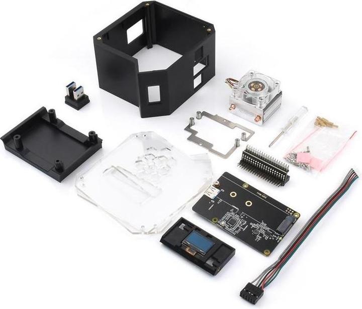 Image du produit Raspberry Pi EB121900 - Kit Mini Tower NAS pour 4B, supporte jusqu'à 2TB M.2 SATA SSD