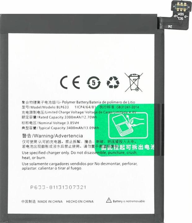 Actual product image Battery BLP633 3400 mAh for OnePlus 3T